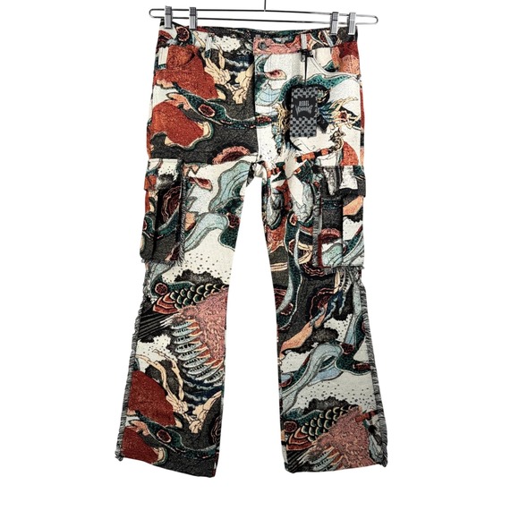 Rebel Vengeance Other - Rebel Vengeance Tapestry Cargo Pants sz 36 Multicolor Stacked Fit goth punk